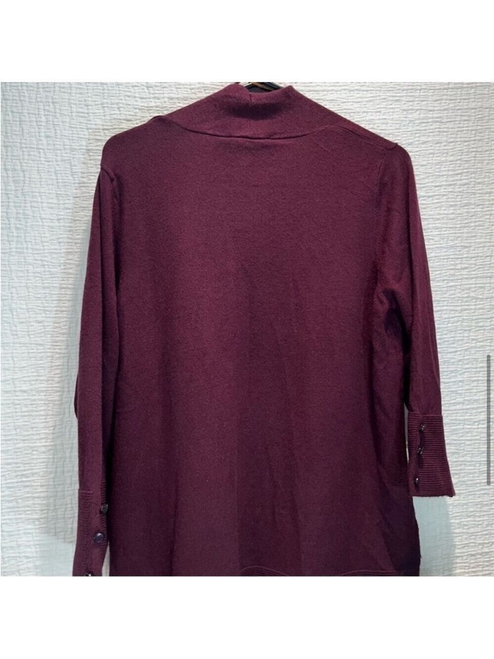 Evolution by Cyrus Ribbed Cardigan XS Red Burgundy Open Front Knit Lightweight - Picture 5 of 14